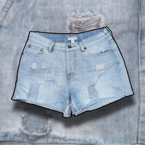 Y2K Cotton On Distressed Light Wash Denim Shorts Size 6